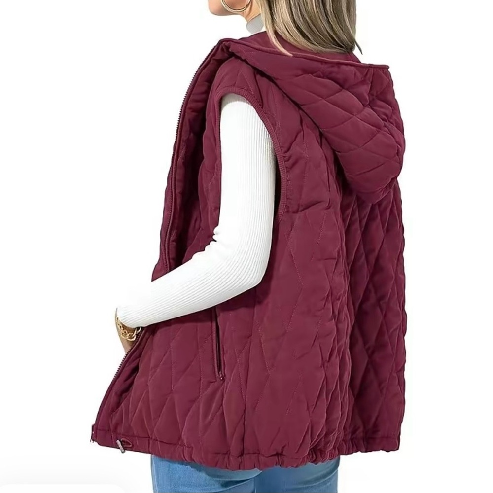 Quilted Burgundy Hooded Vest